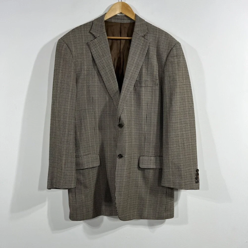 Pendleton Heritage VTG Mens 46L Wool Blazer Brown Houndstooth Sport Coat Jacket